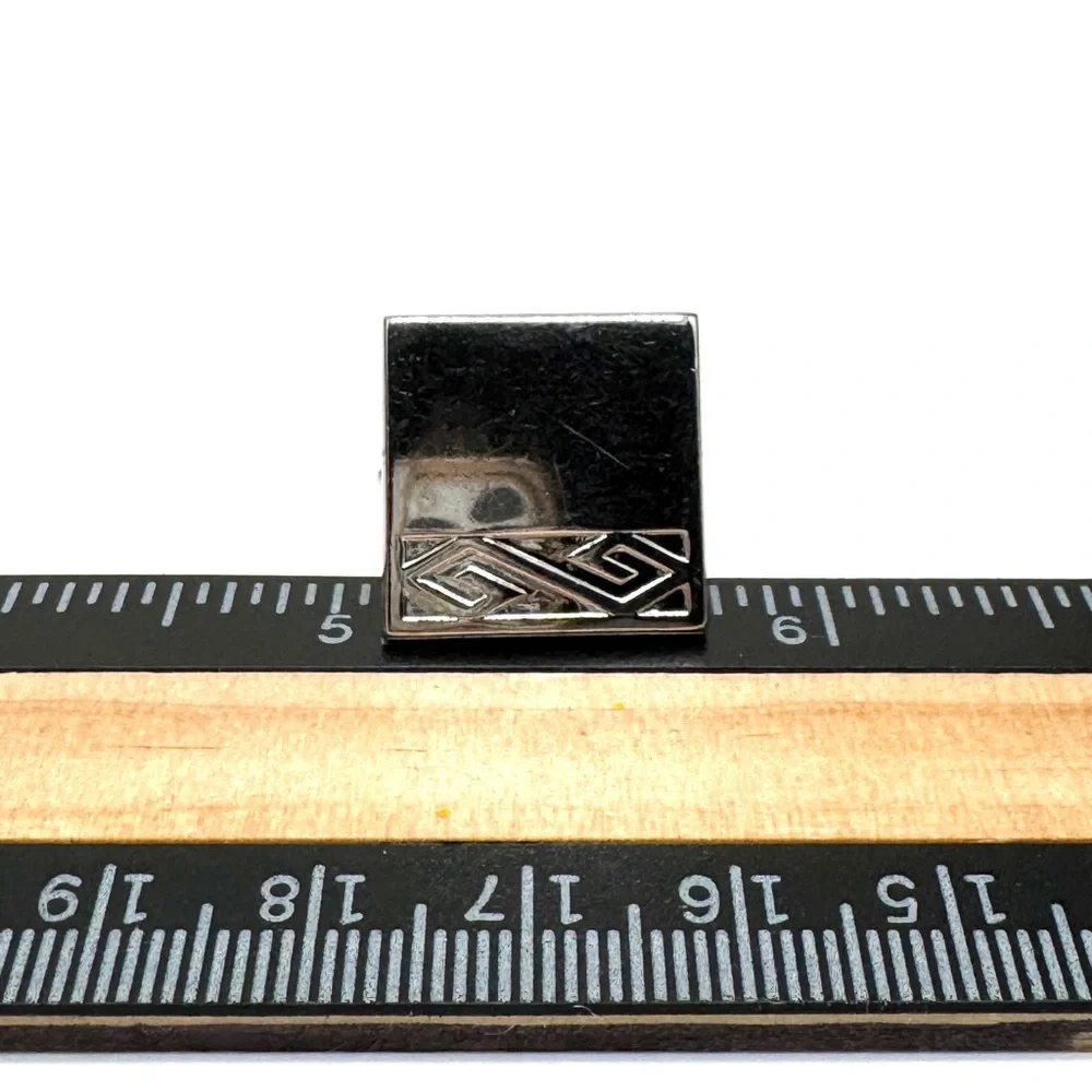 Vintage SWANK Silver-Tone Square Cufflinks with Geometric Detail